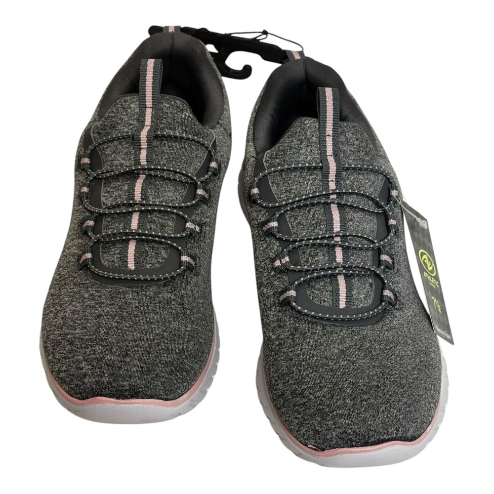 Stylish Gray Sneakers with Pink Accents